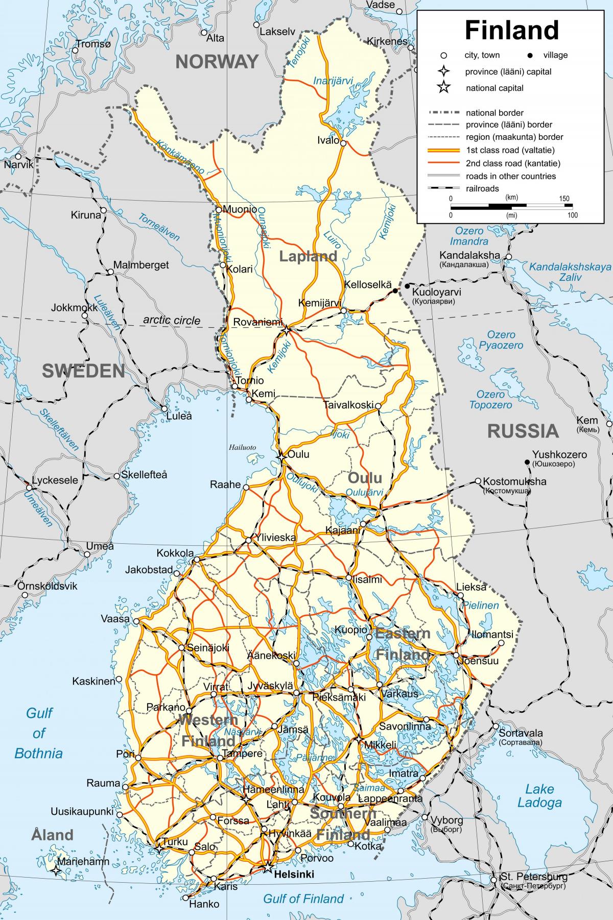 નકશો ફિનલેન્ડ રાજકીય
